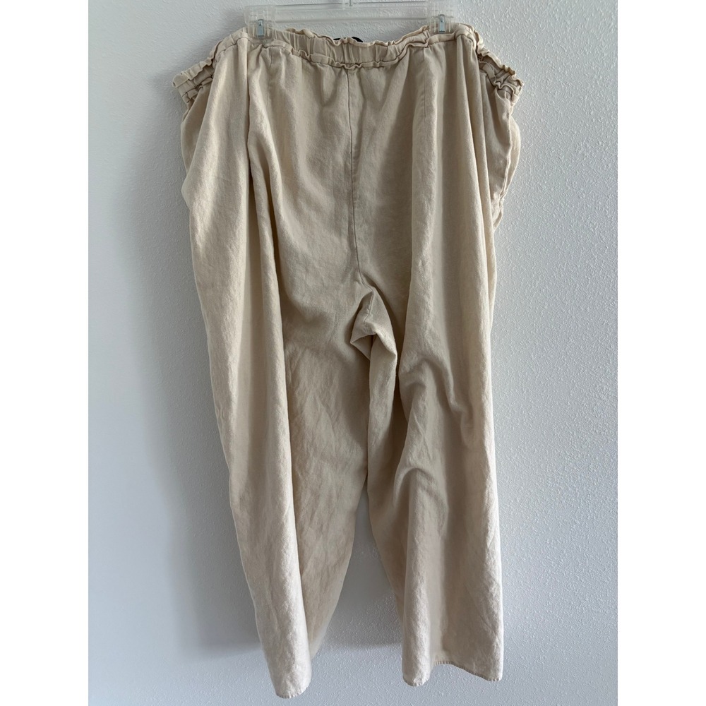 Eloquii Pants Womens 28 Tan Wide Leg Cropped Linen Blend Career Casual Resort - Picture 2 of 6